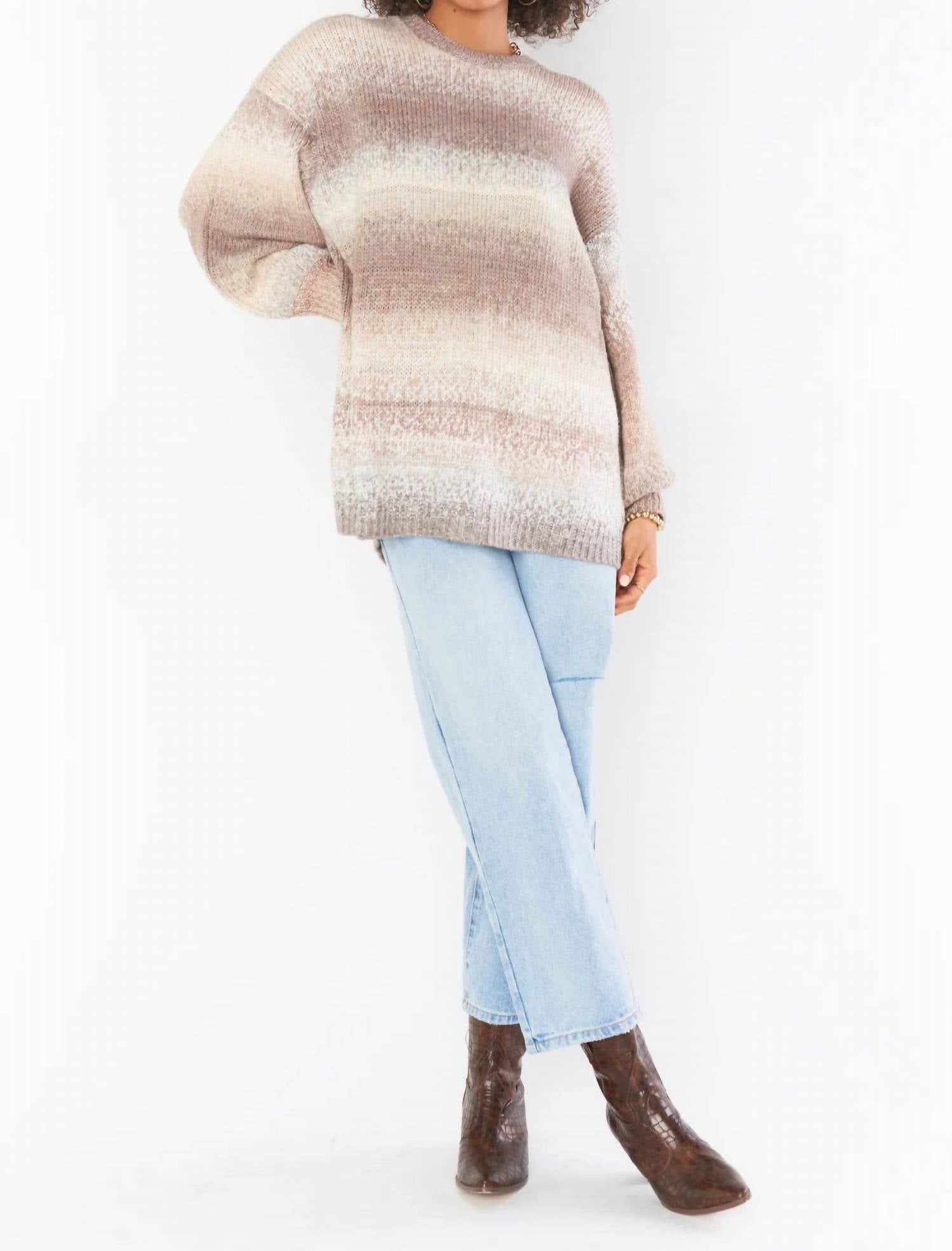 Show Me Your Mumu Timothy Tunic Sweater In Neutral Space Dye Knit In Beige