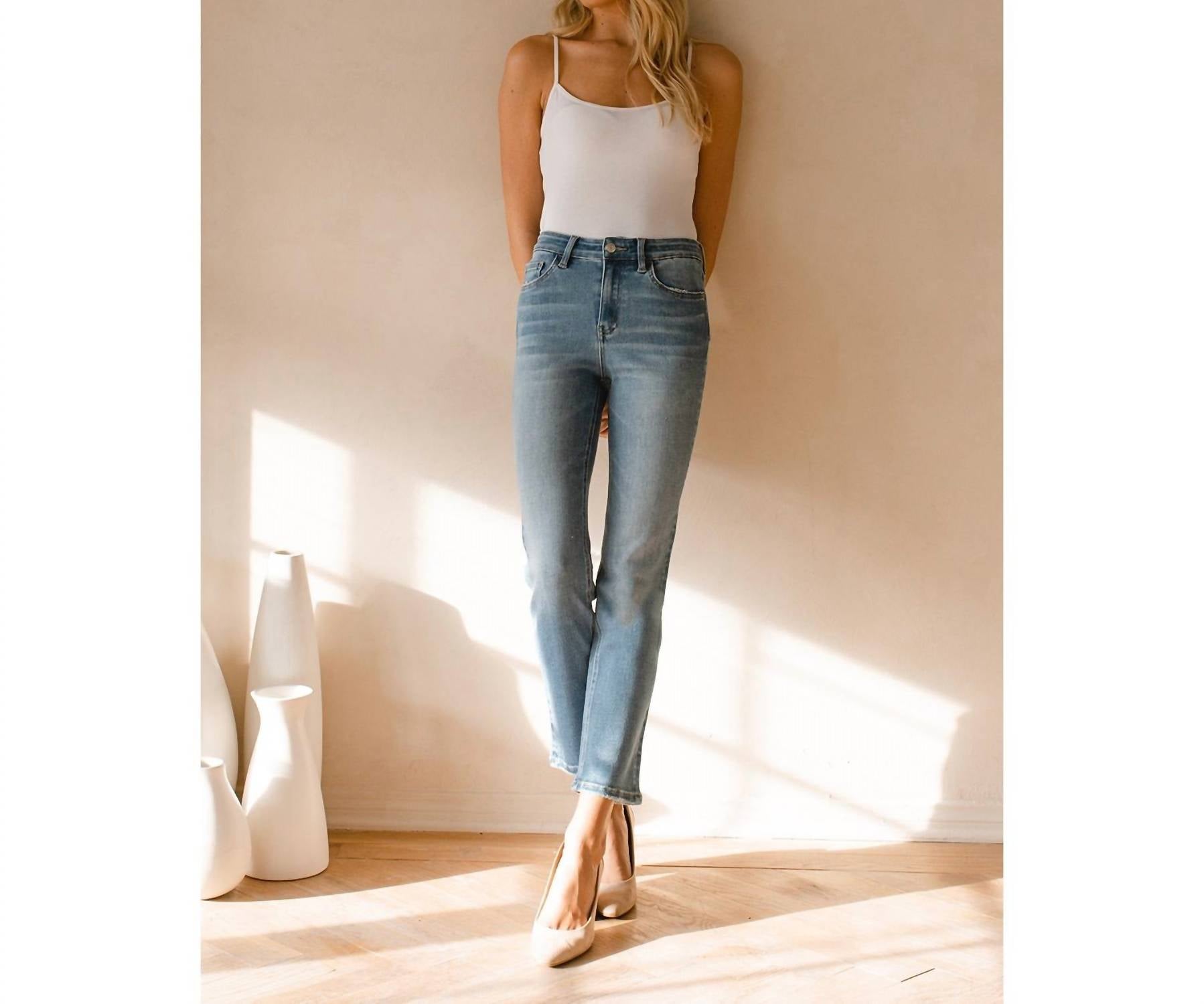 Shop Vervet By Flying Monkey Jeanne Crop Slim Straight Denim In Perfect For Now In Blue