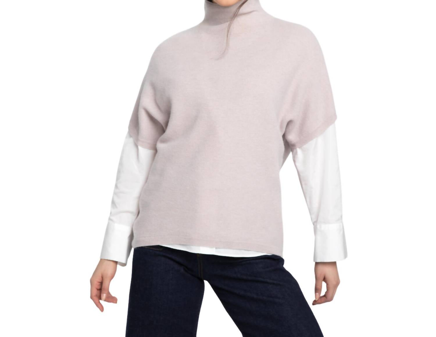 Kinross Textured Funnel Popover In Dune In Pink