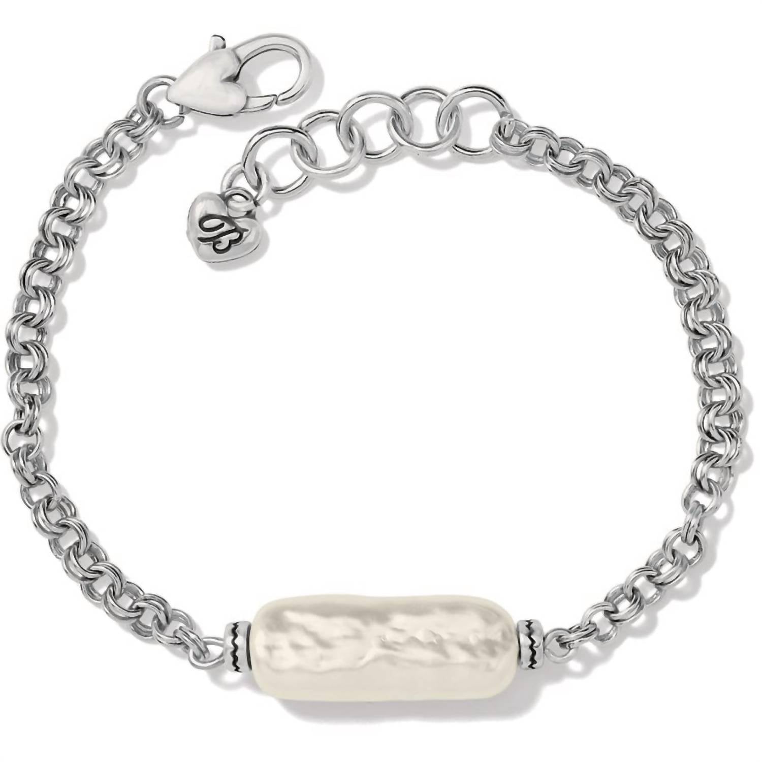 Brighton Women's Pebble Pearl Double Link Bracelet In Silver