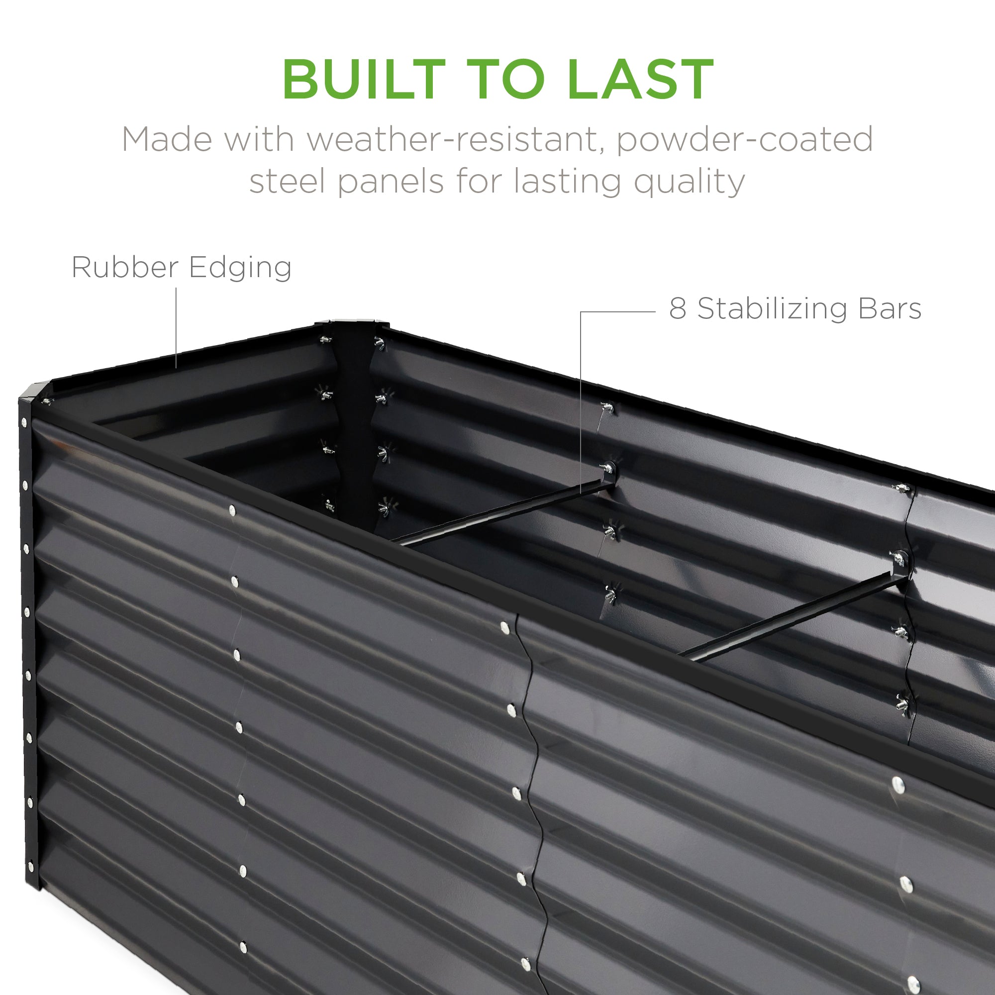 Best Choice Products 8x2x2ft Outdoor Metal Raised Garden Bed, Planter Box for Vegetables, Flowers, Herbs