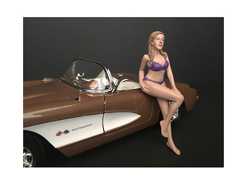 American Diorama July Bikini Calendar Girl Figurine For 1/18 Scale Models By  In Brown