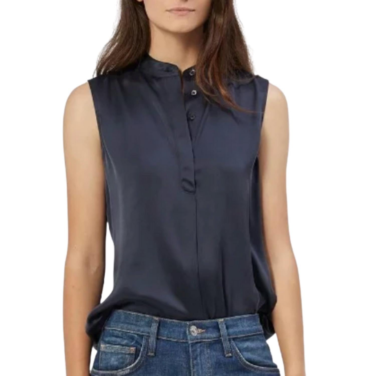 Shop Equipment Therese Silk Top In Navy In Blue