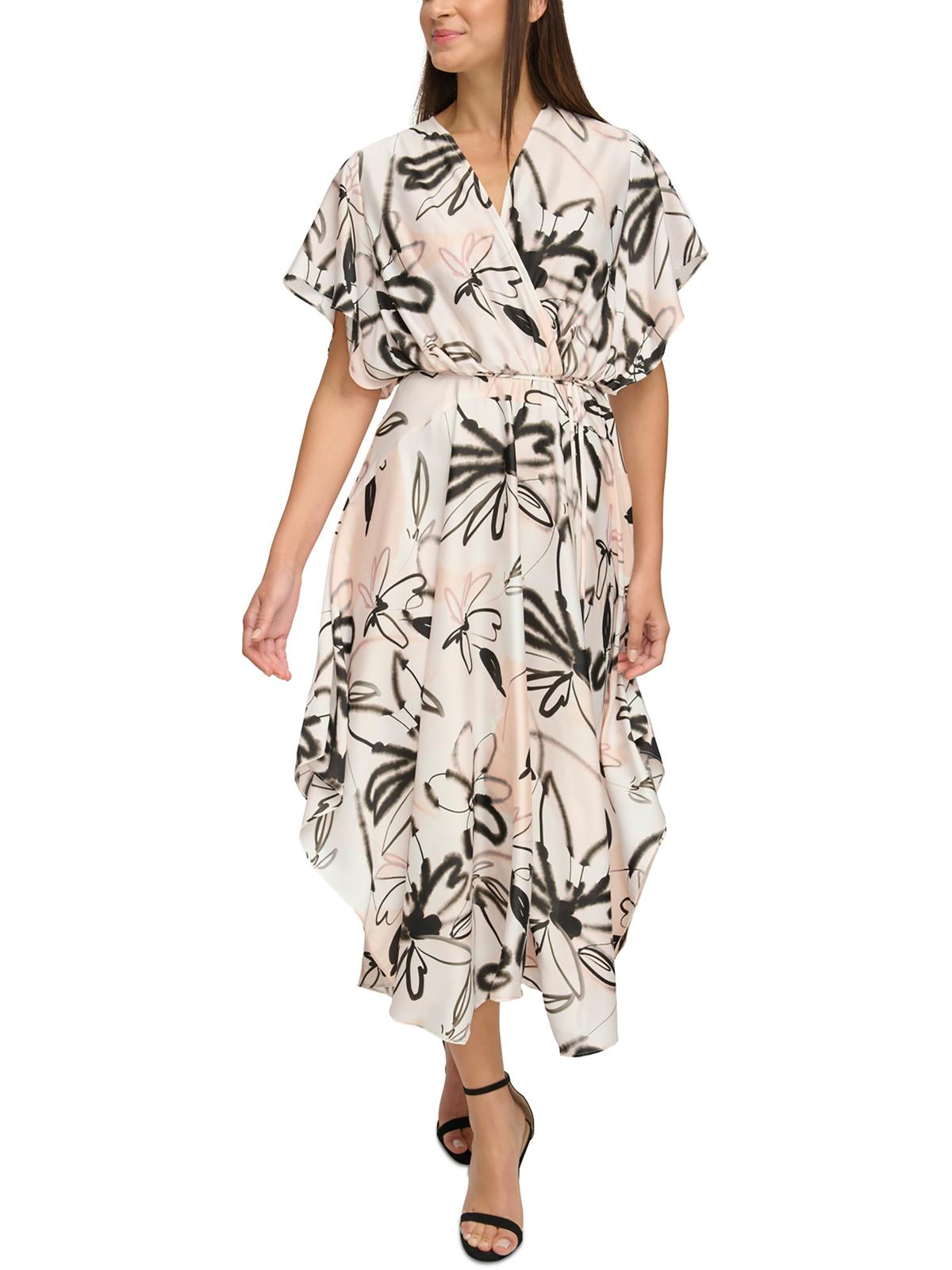 Shop Donna Karan Womens Belted Midi Wrap Dress In Multi