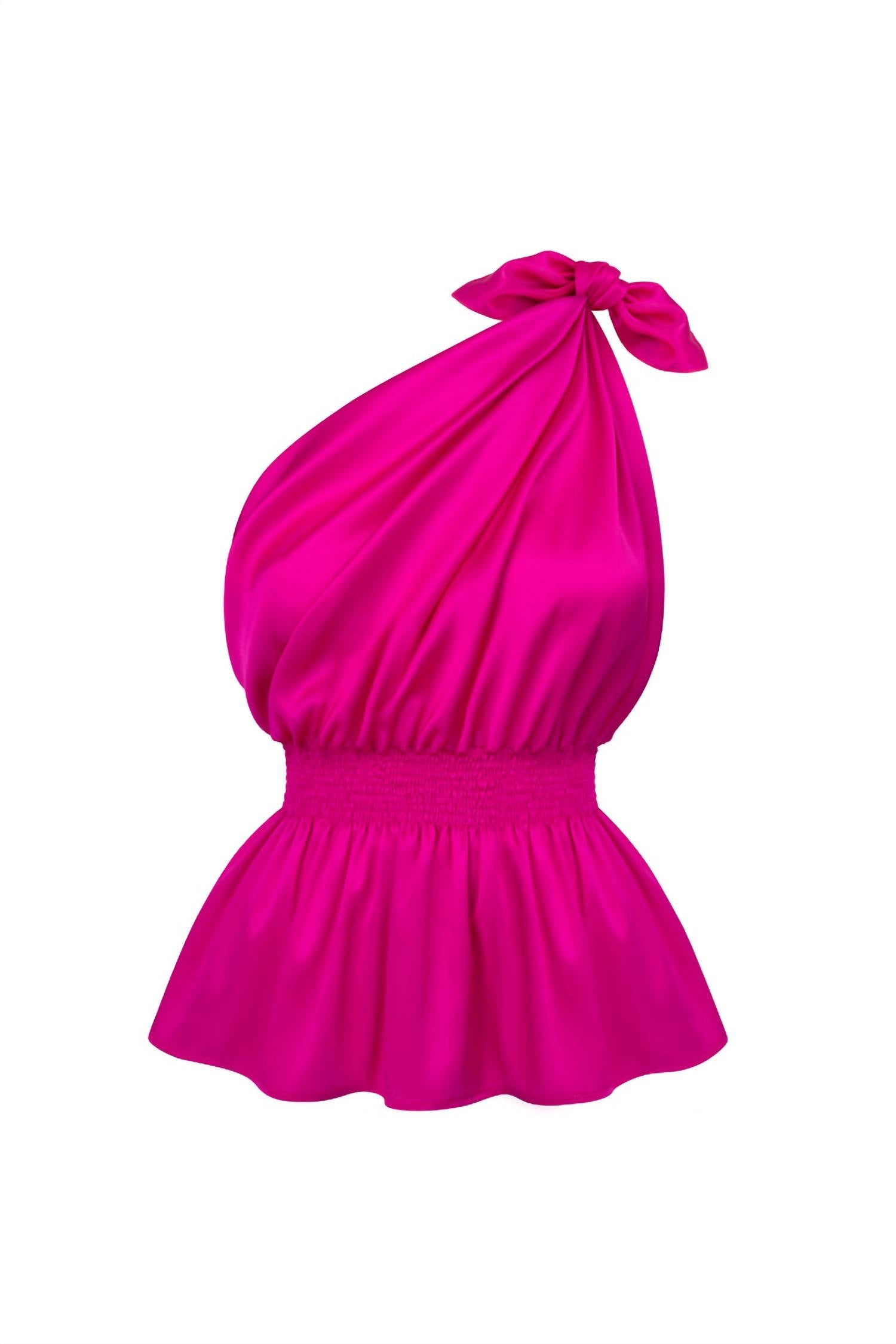 Shop Monica Nera Demi Silk Top In Fuchsia In Pink