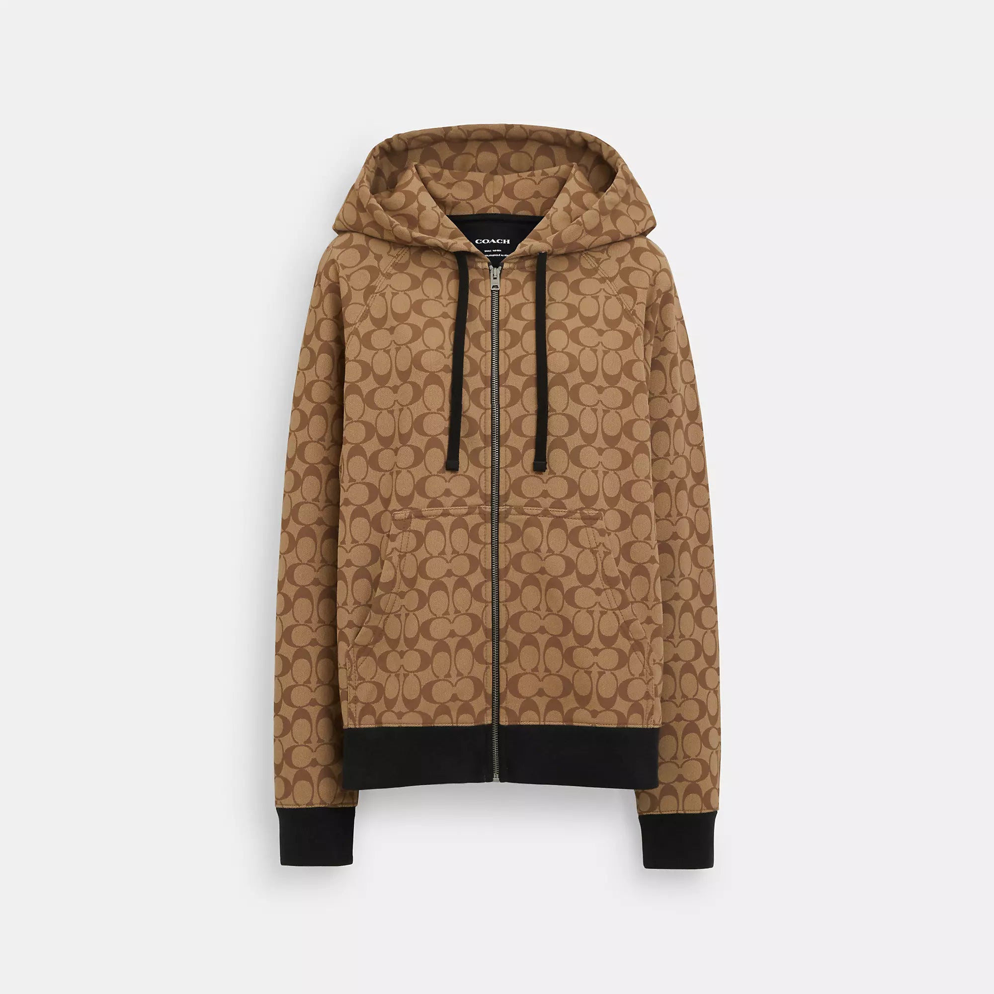 Coach Outlet All Over Signature Zip Hoodie In Beige