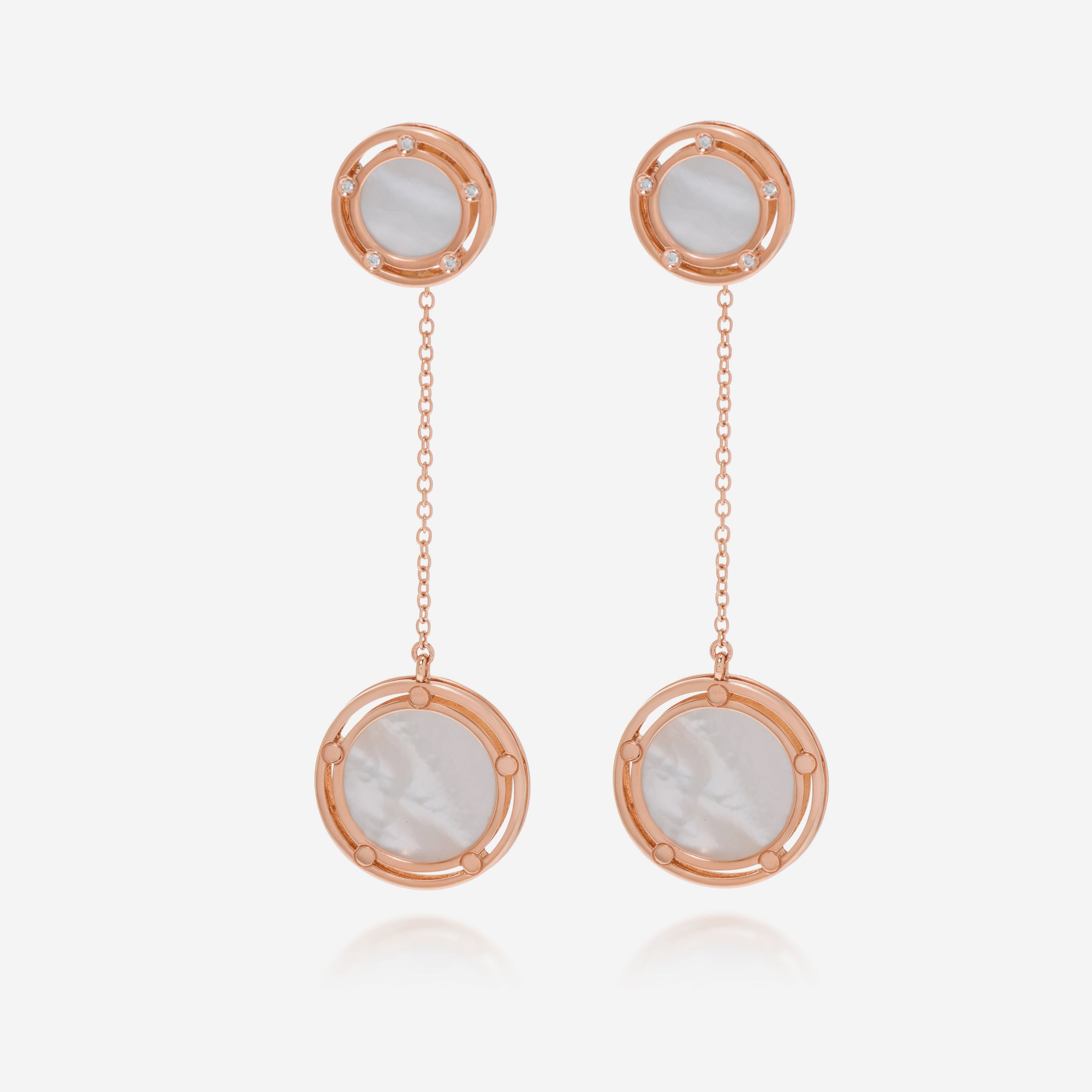 Damiani D. Side 18k Rose Gold Diamond And Mother Of Pearl Drop Earrings