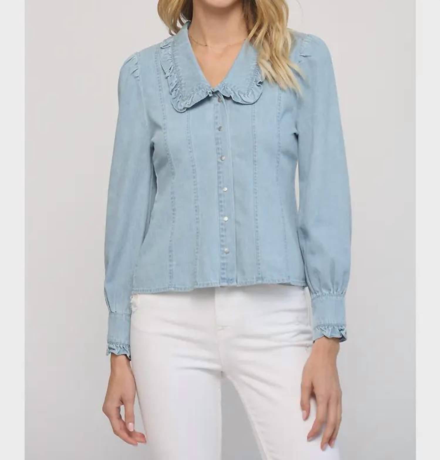 Shop Fate Perfect Example Top In Washed Blue
