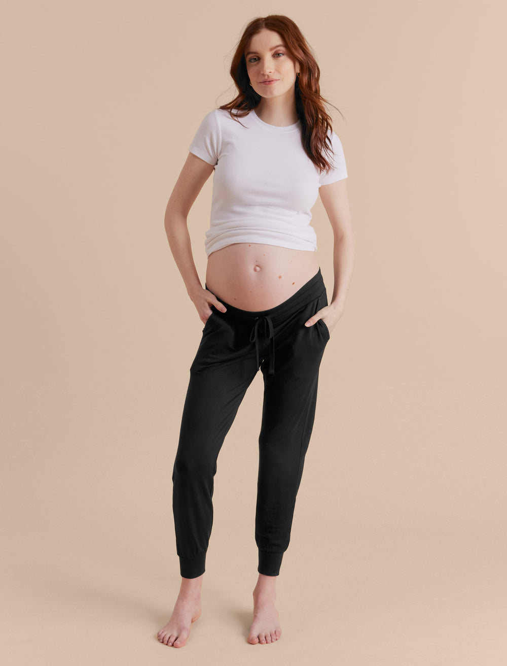A Pea In The Pod Under The Belly French Terry Maternity Jogger Pant In Burgundy