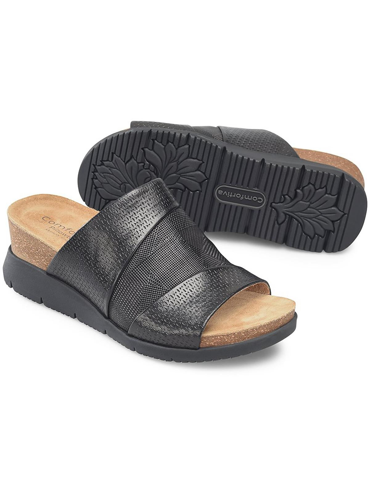 Shop Comfortiva Smithie Womens Slip On Wedge Mule Sandals In Black