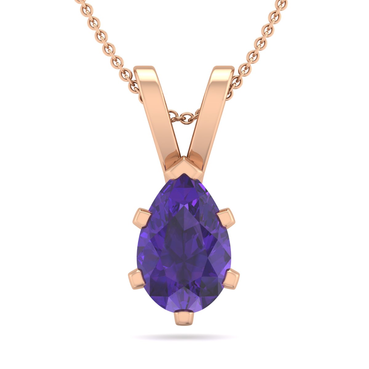 Sselects 3/4 Carat Pear Shape Amethyst Necklace In 14k Rose Gold Over Sterling In Silver