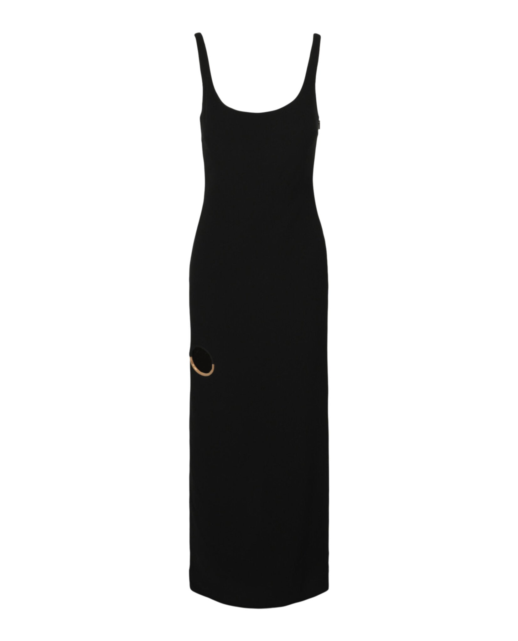 Versace Ring Cutout Sleeveless Maxi Dress In Black