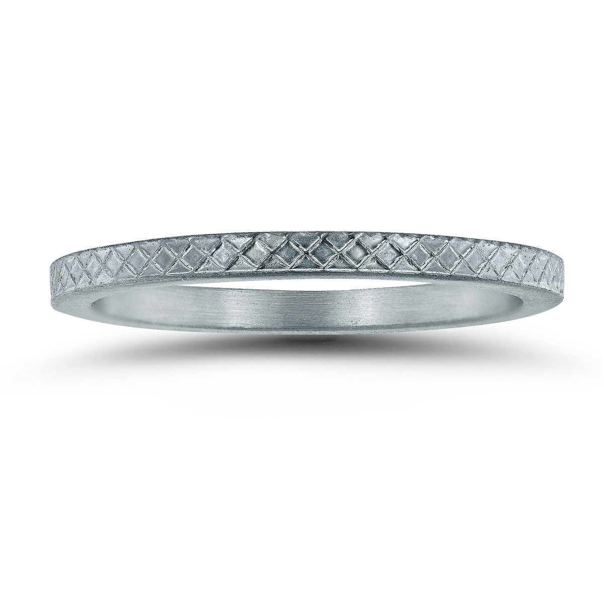 Sselects Thin 1.5mm Cross Cut Wedding Band In 14k White Gold In Metallic