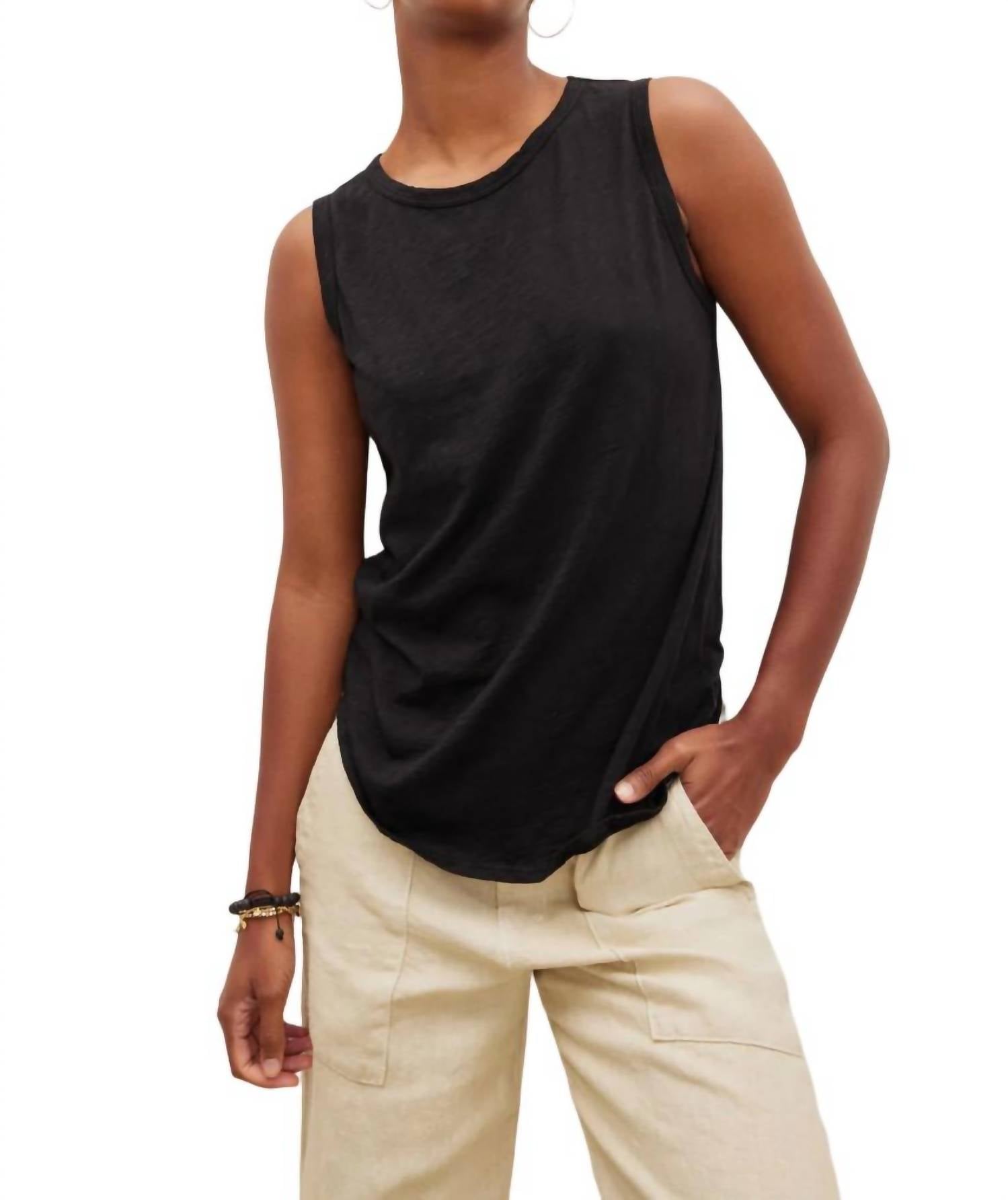 Shop Velvet By Graham & Spencer Taurus Cotton Slub Tank Top In Black