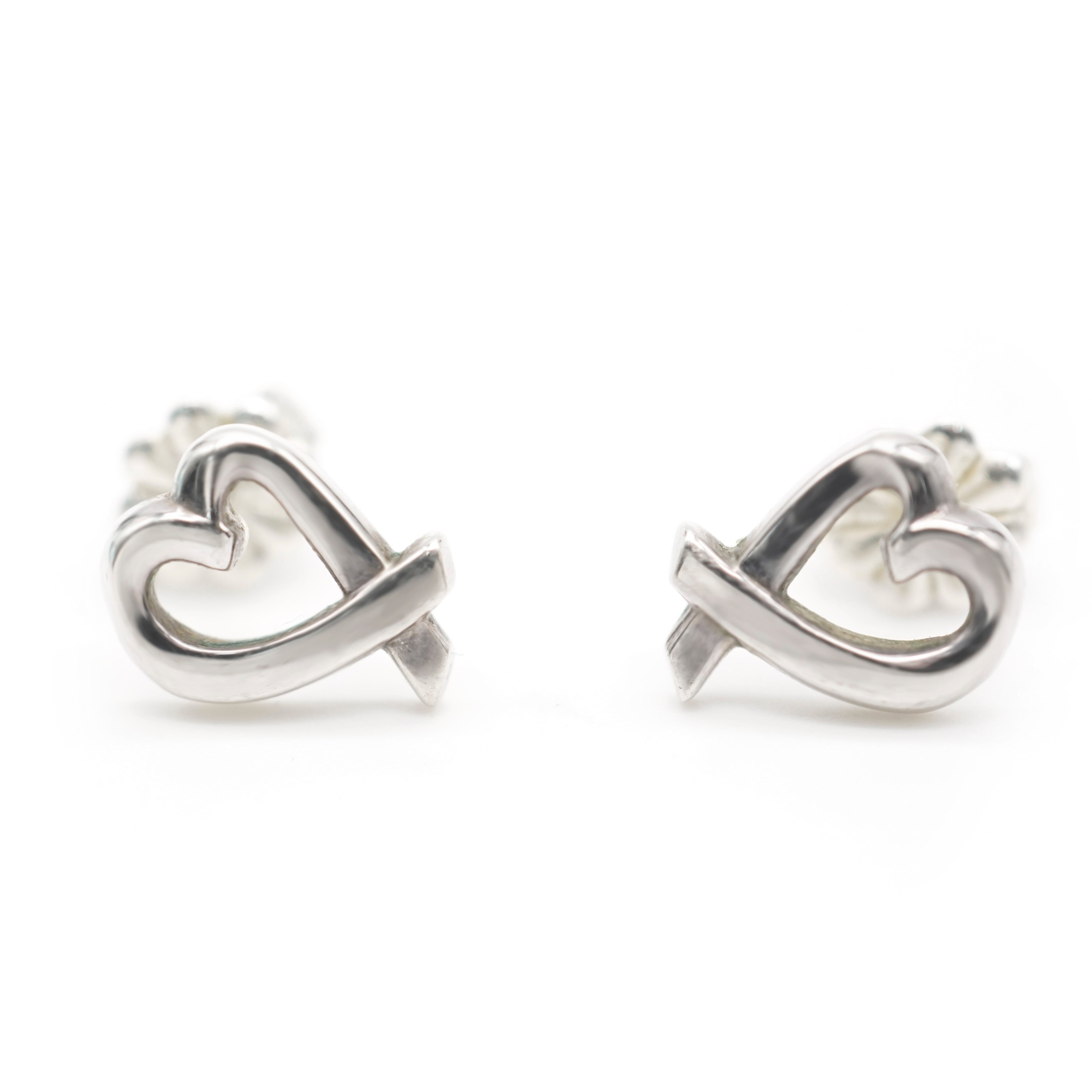 image of Tiffany & Co. Paloma Picasso Loving Heart Stud Earrings in  Sterling Silver