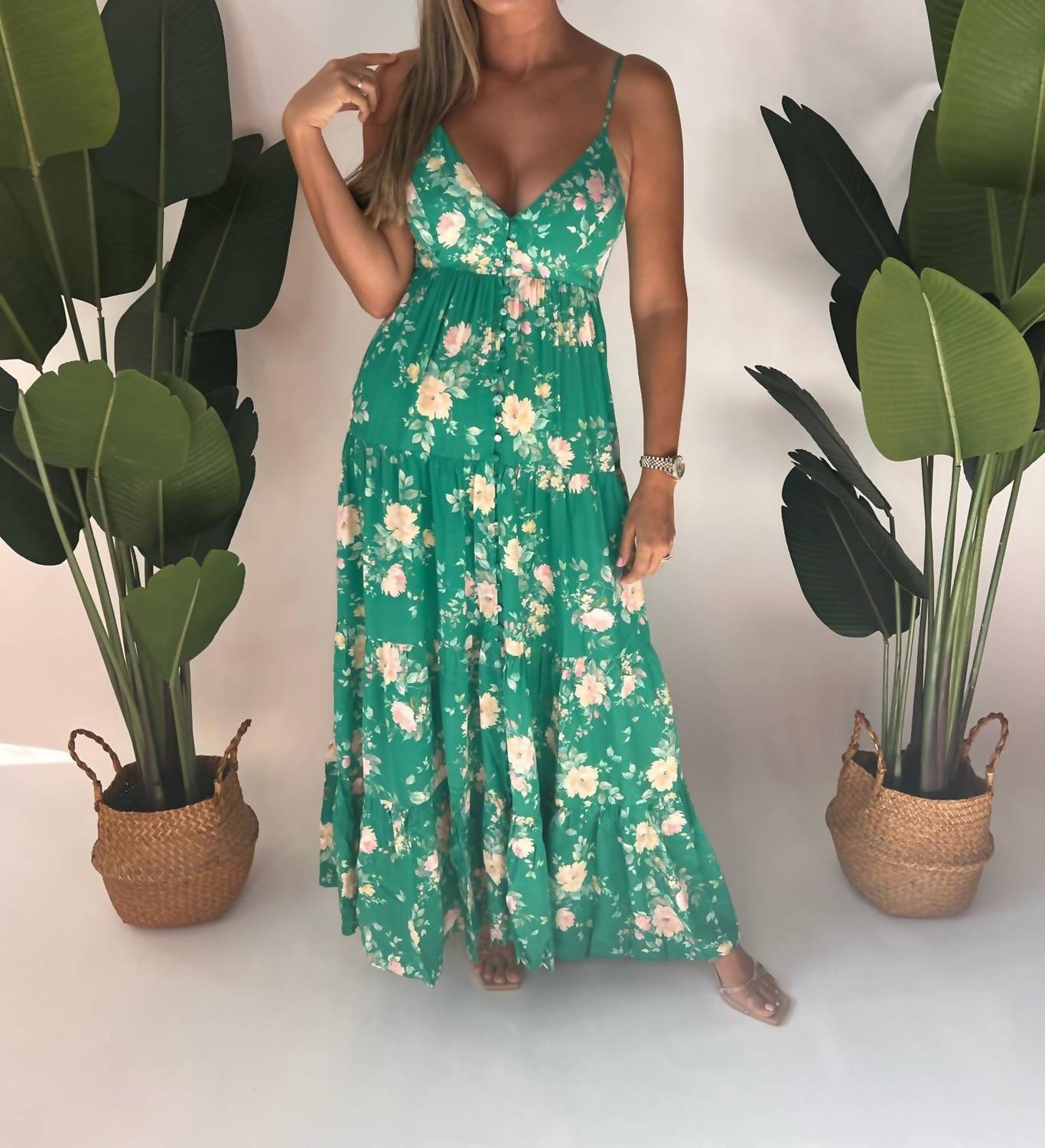 Shop Yumi Kim Mischa Maxi Dress In Green In Blue