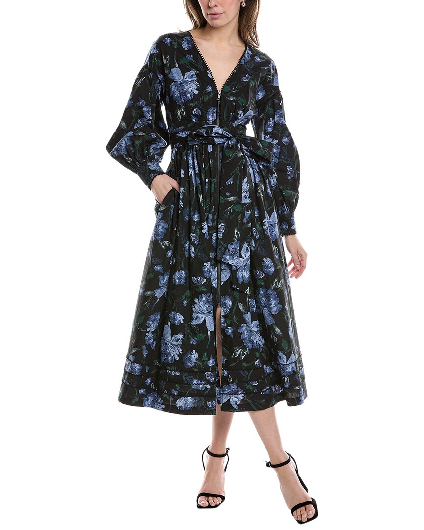 Marchesa Notte Indigo Midi Dress In Blue