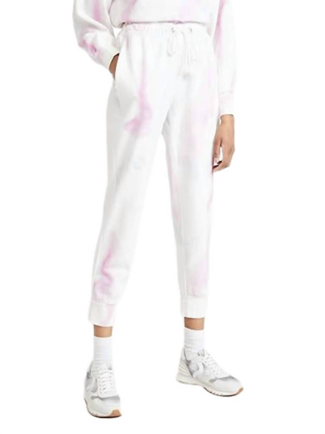 Paige Annette Light Weight Relaxed Jogger Pants In Fuschia Multi In White