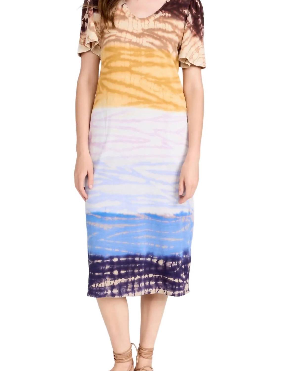 Raquel Allegra Flutter Dress In Rainbow In Multi