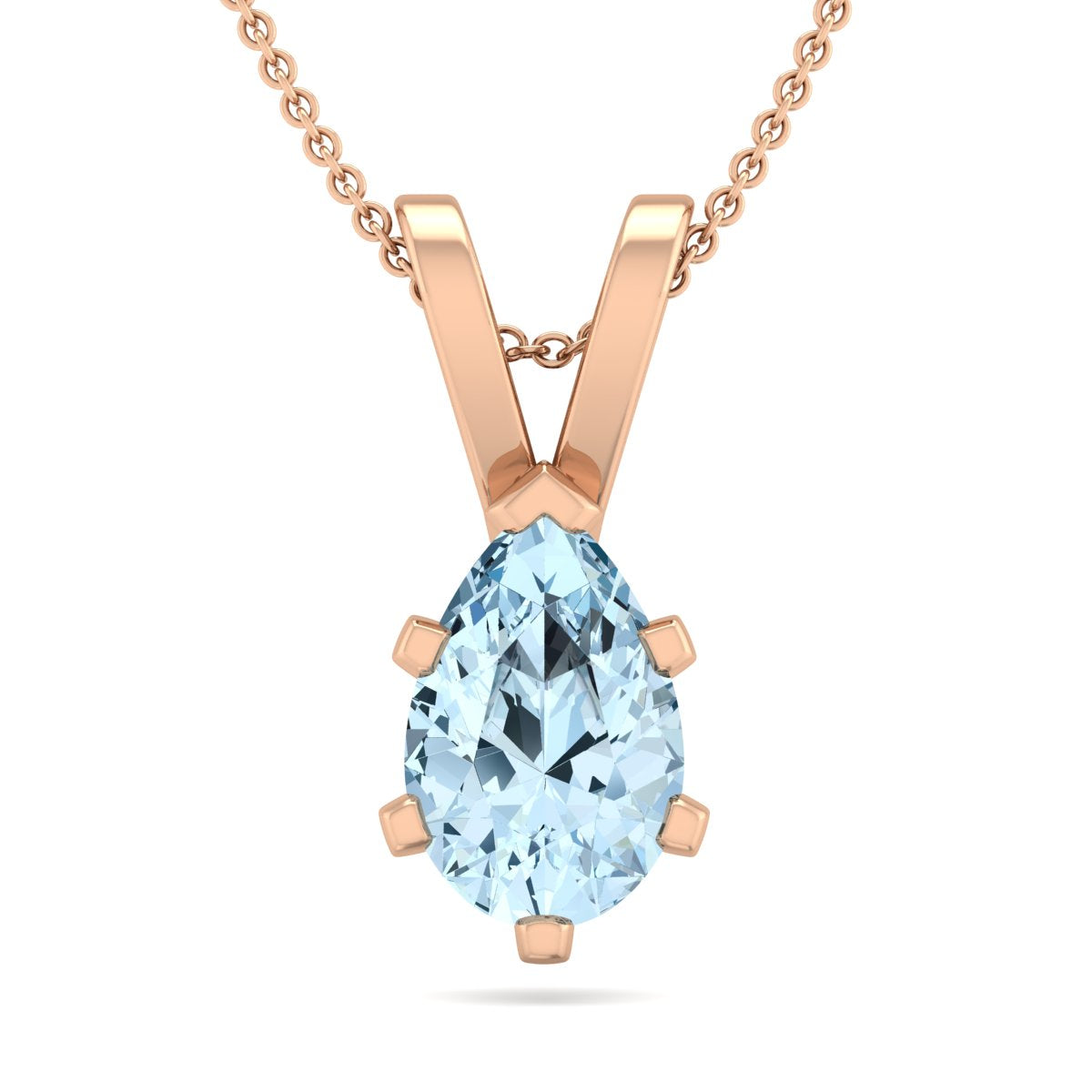 Sselects 3/4 Carat Pear Shape Aquamarine Necklace In 14k Rose Gold Over Sterling In Silver