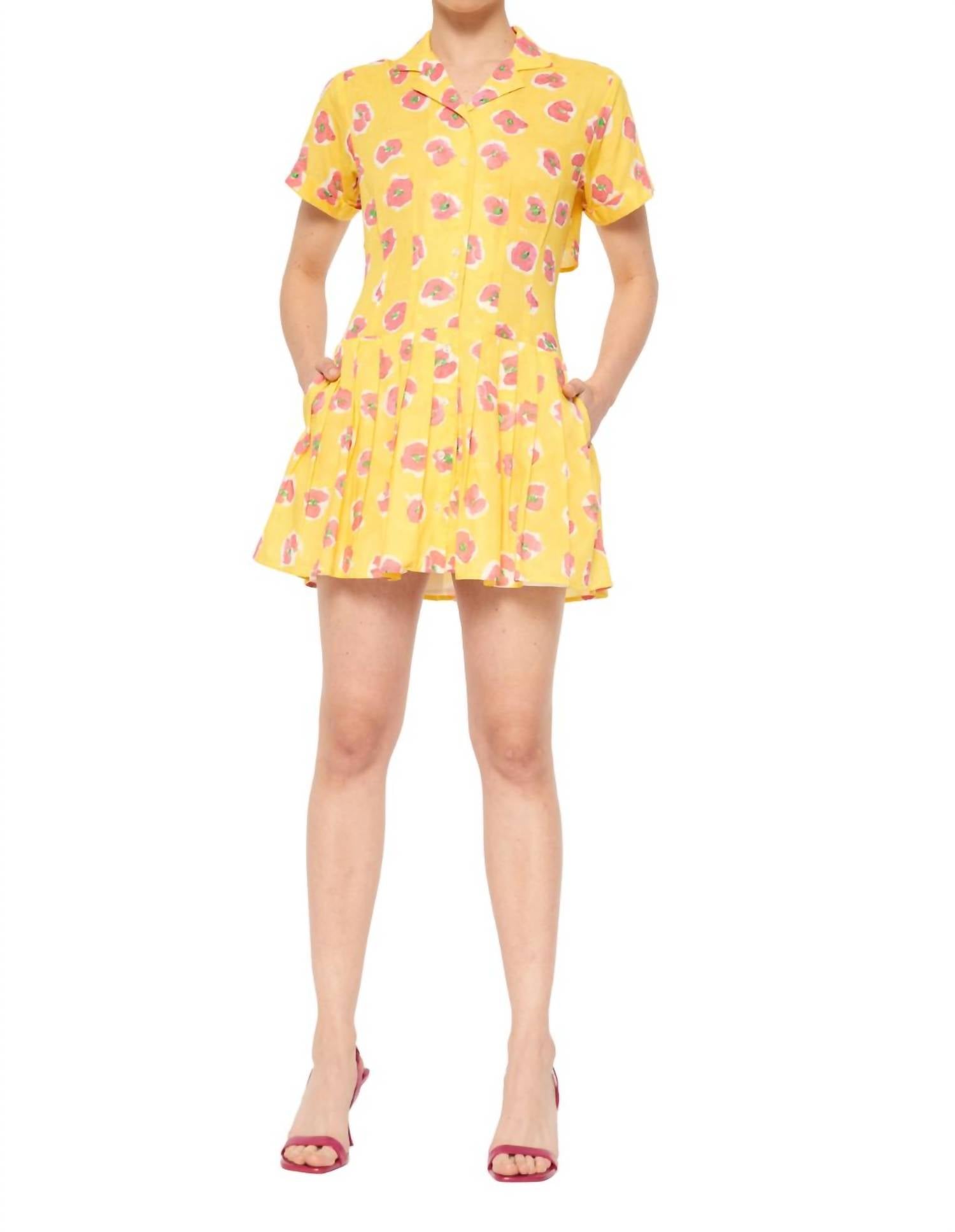 De Loreta Thalia Mini Dress In Begonia In Yellow