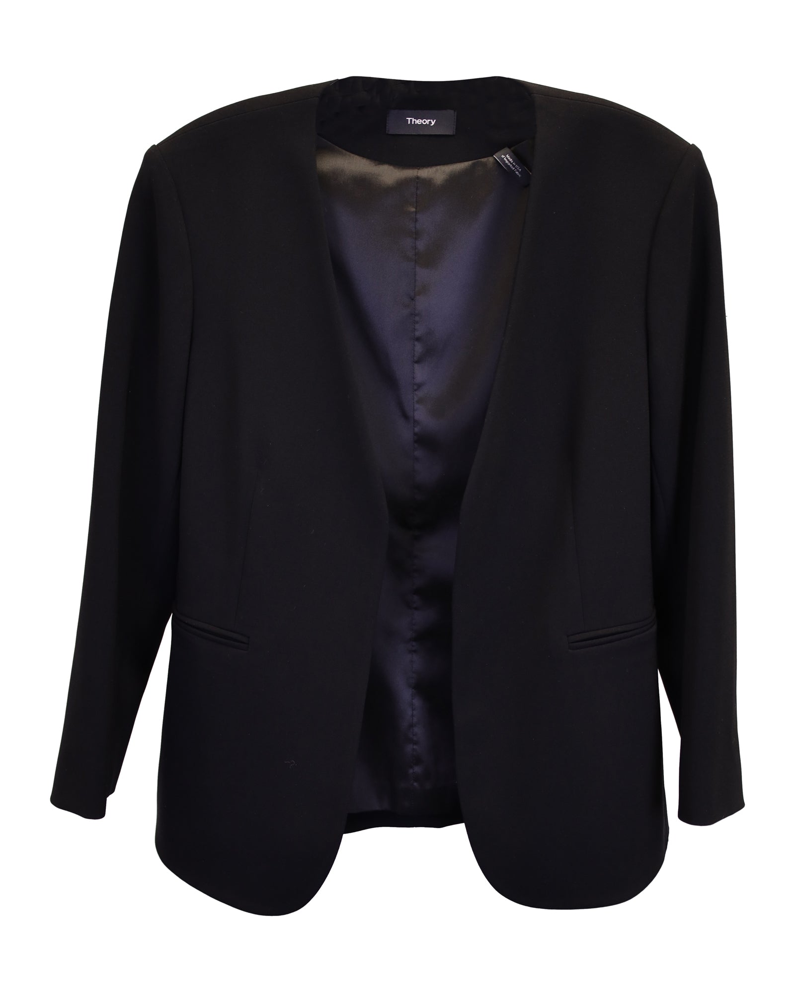 image of Theory Open-Front Blazer in Black Wool