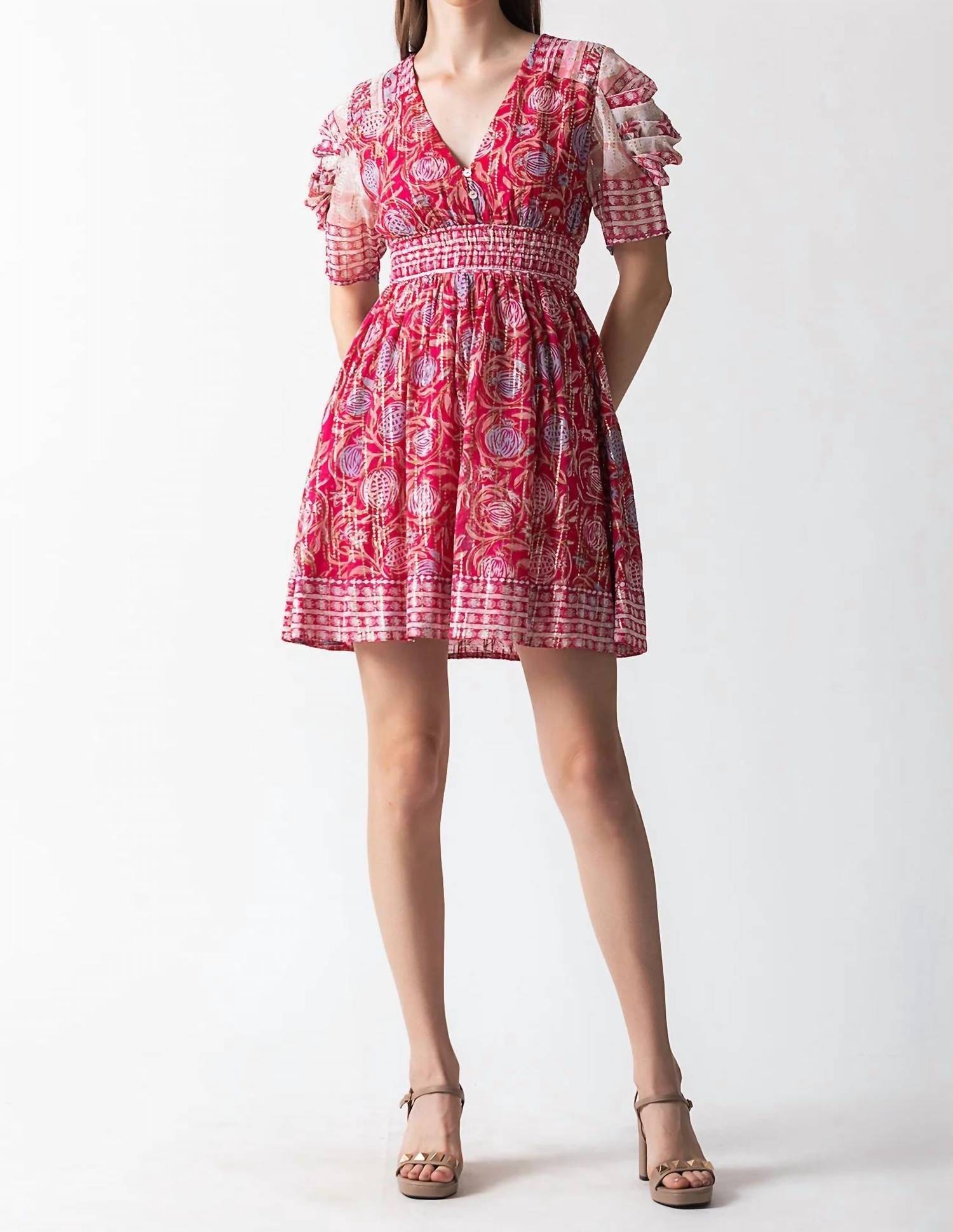 Ash & Eden Inaya Mini Dress In Hot Pink