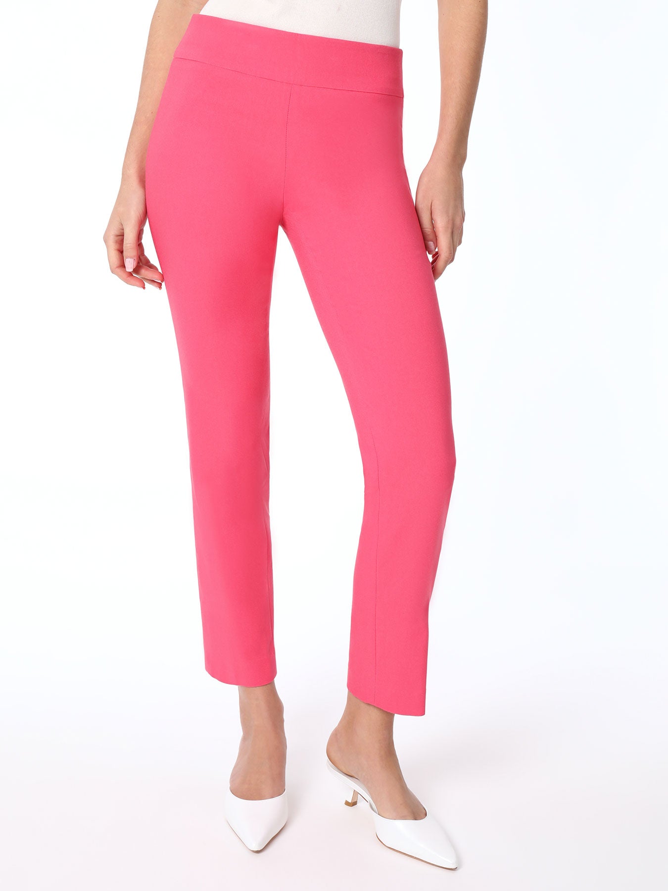 Jones New York Plus Size Solid Stretch Pull-on Straight Leg Pant In Pink