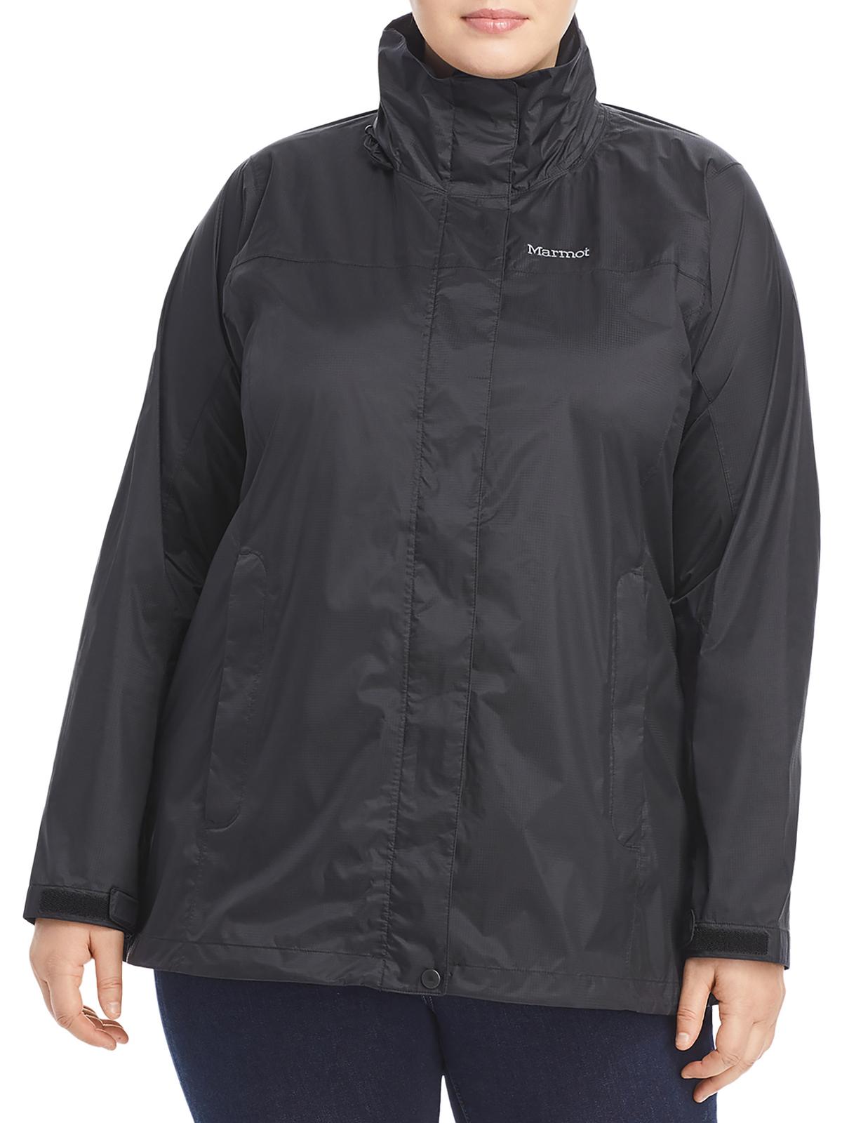 Marmot Plus Womens Water Resistant Polyester Windbreaker Jacket In Black