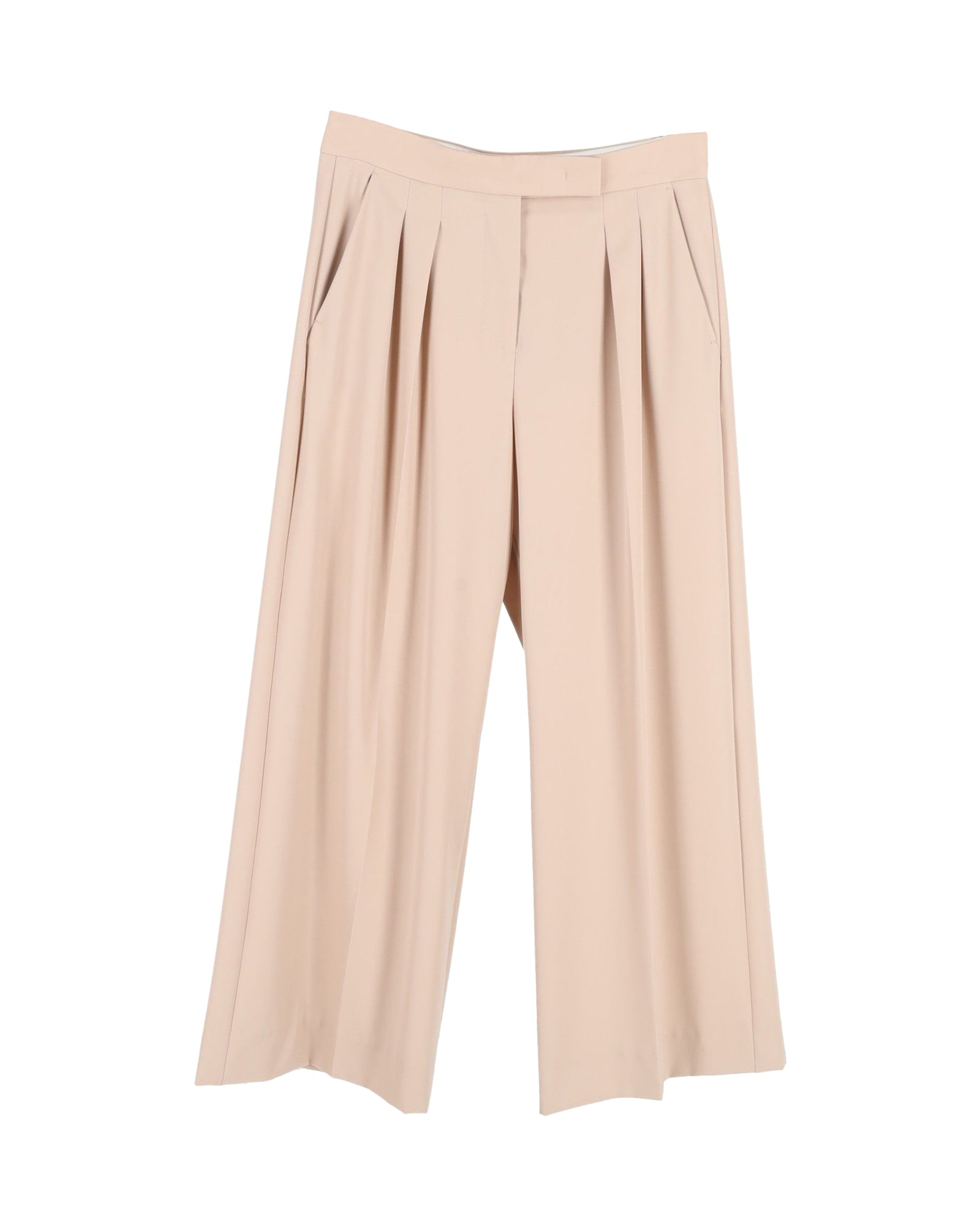 Max Mara Pleated Wide-leg Trousers In Peach Virgin Wool In Orange