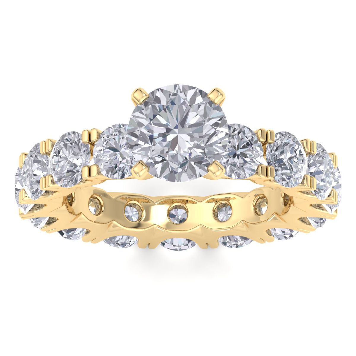 Shop Sselects 14 Karat Yellow Gold 5 1/2 Carat Lab Grown Diamond Eternity Engagement Ring With 1 1/2 Carat Round B In Silver