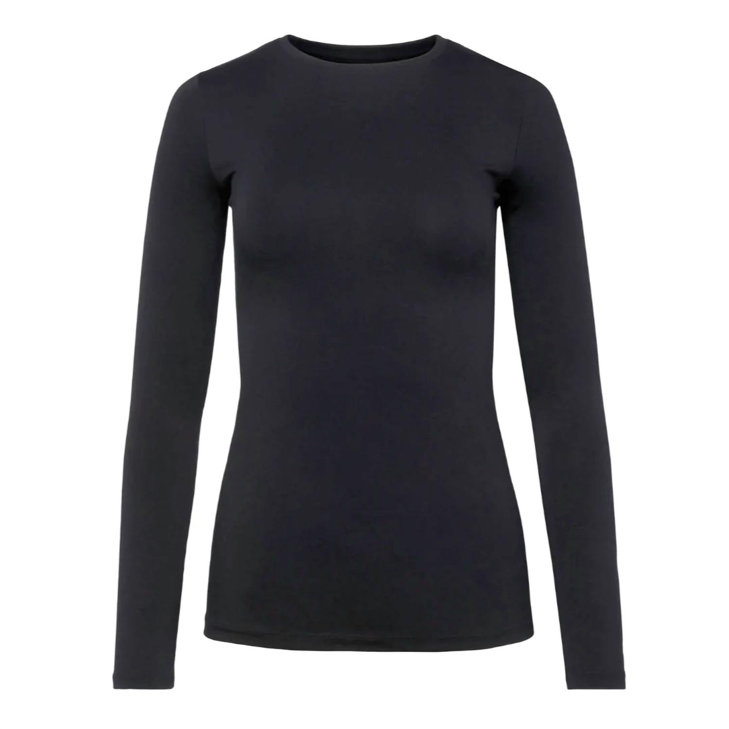 L Agence Tess Crewneck Long Sleeve Tee In Black