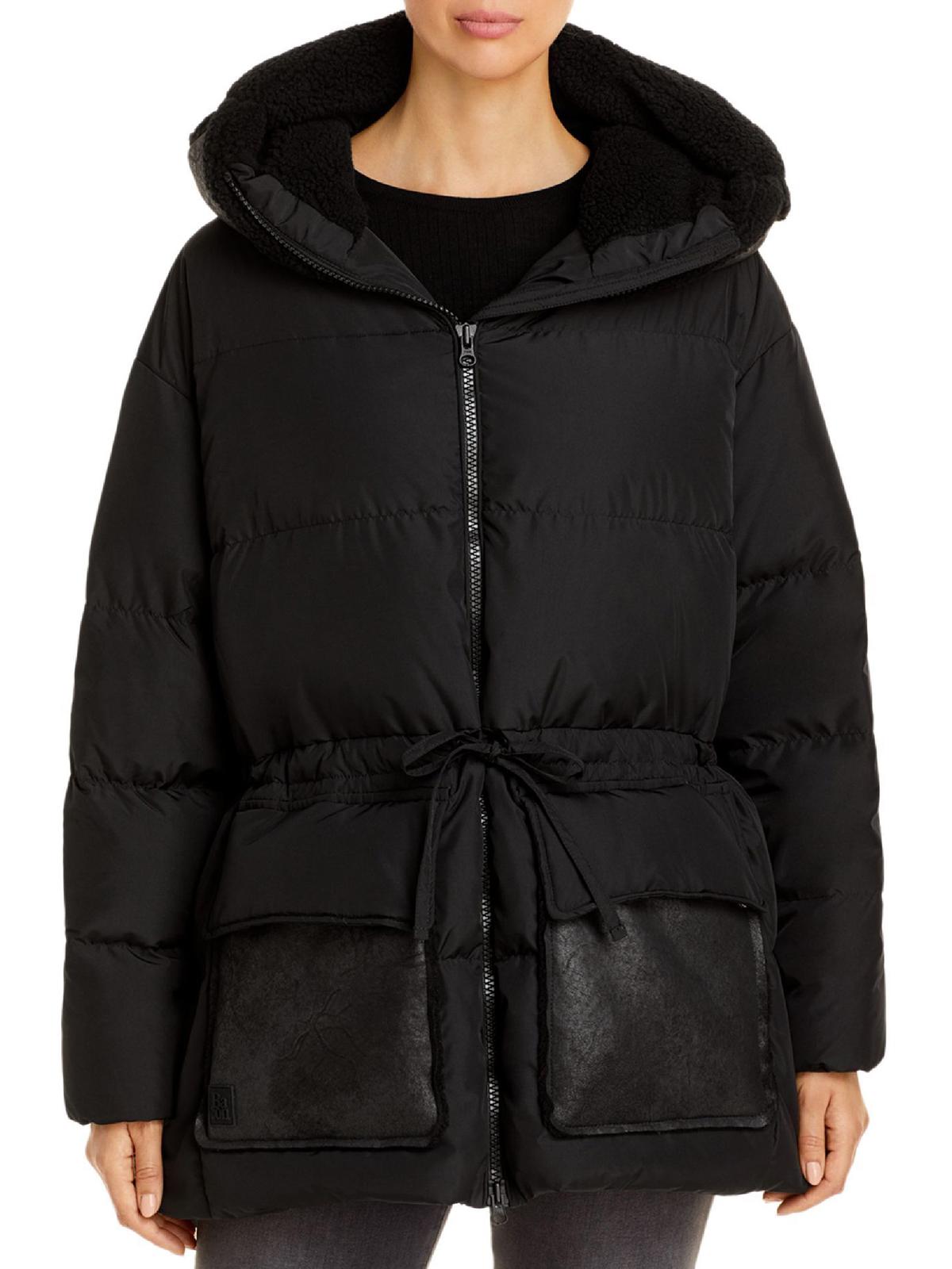 Shop Bacon Cloudy 78 Womens Fleece Lined Quilted Puffer Coat In Black