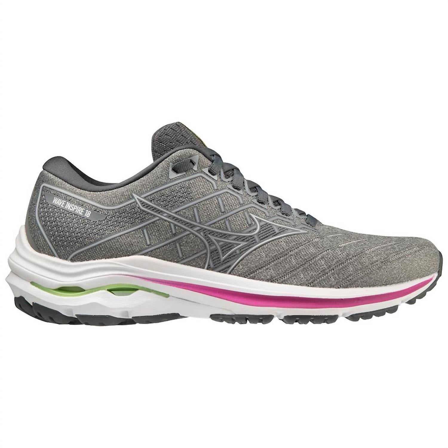 Shop Mizuno Women's Wave Inspire 18 Running Shoes - B/medium Width In Ultimate Grey/silver