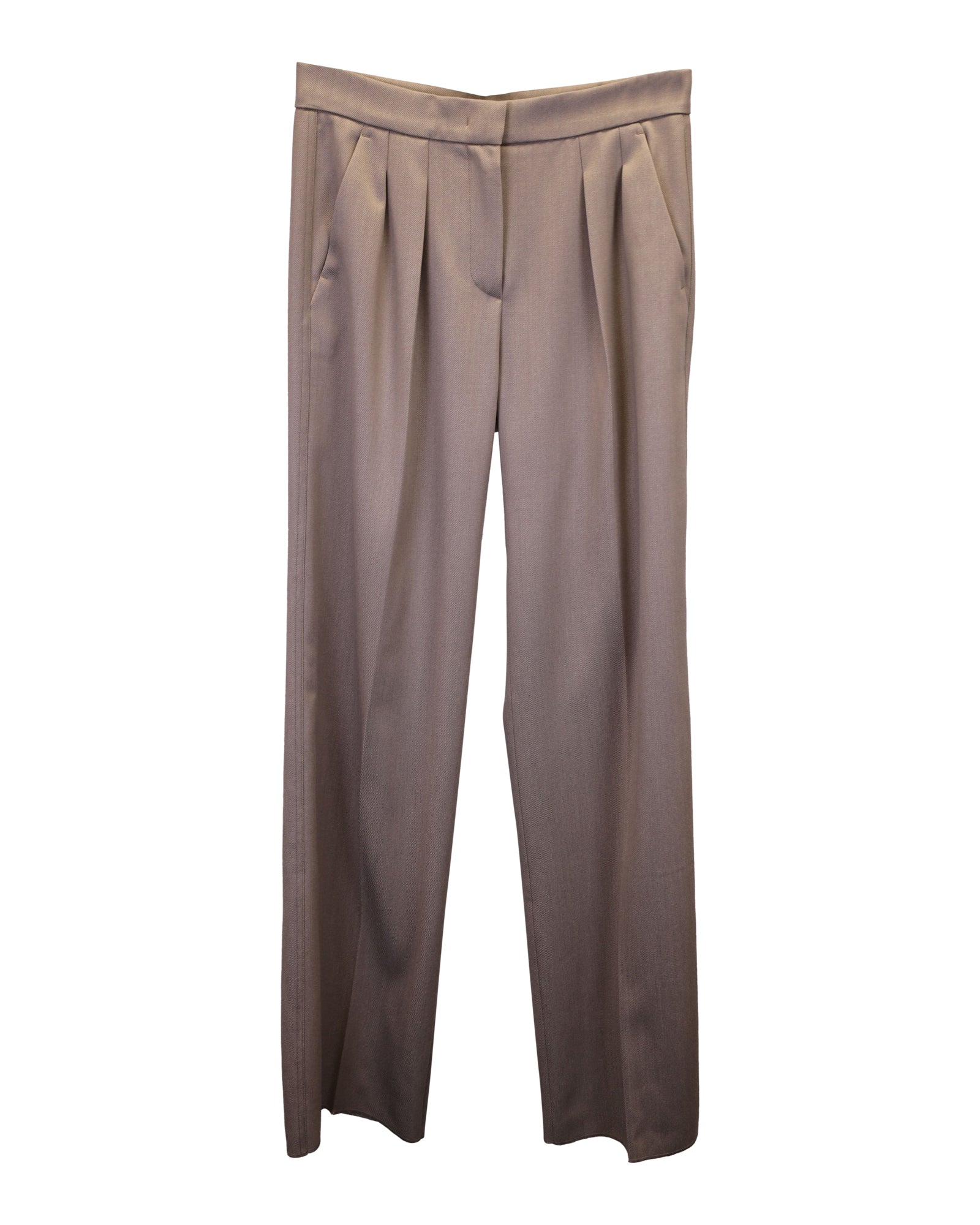 image of Max Mara Pleated Trousers in Beige Wool