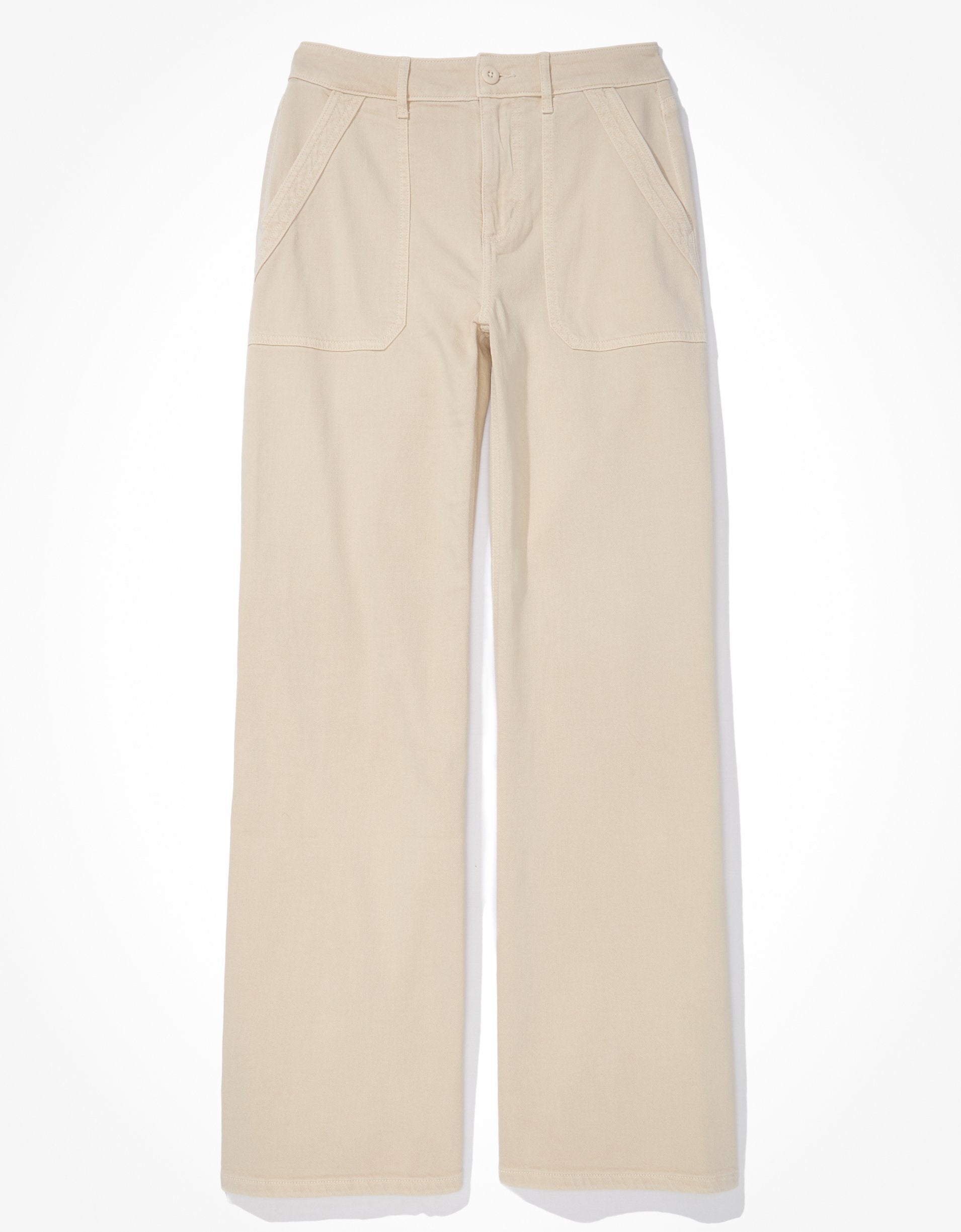 American Eagle Outfitters Ae Dreamy Drape Stretch Super High-waisted Baggy Wide-leg Pant In Neutral