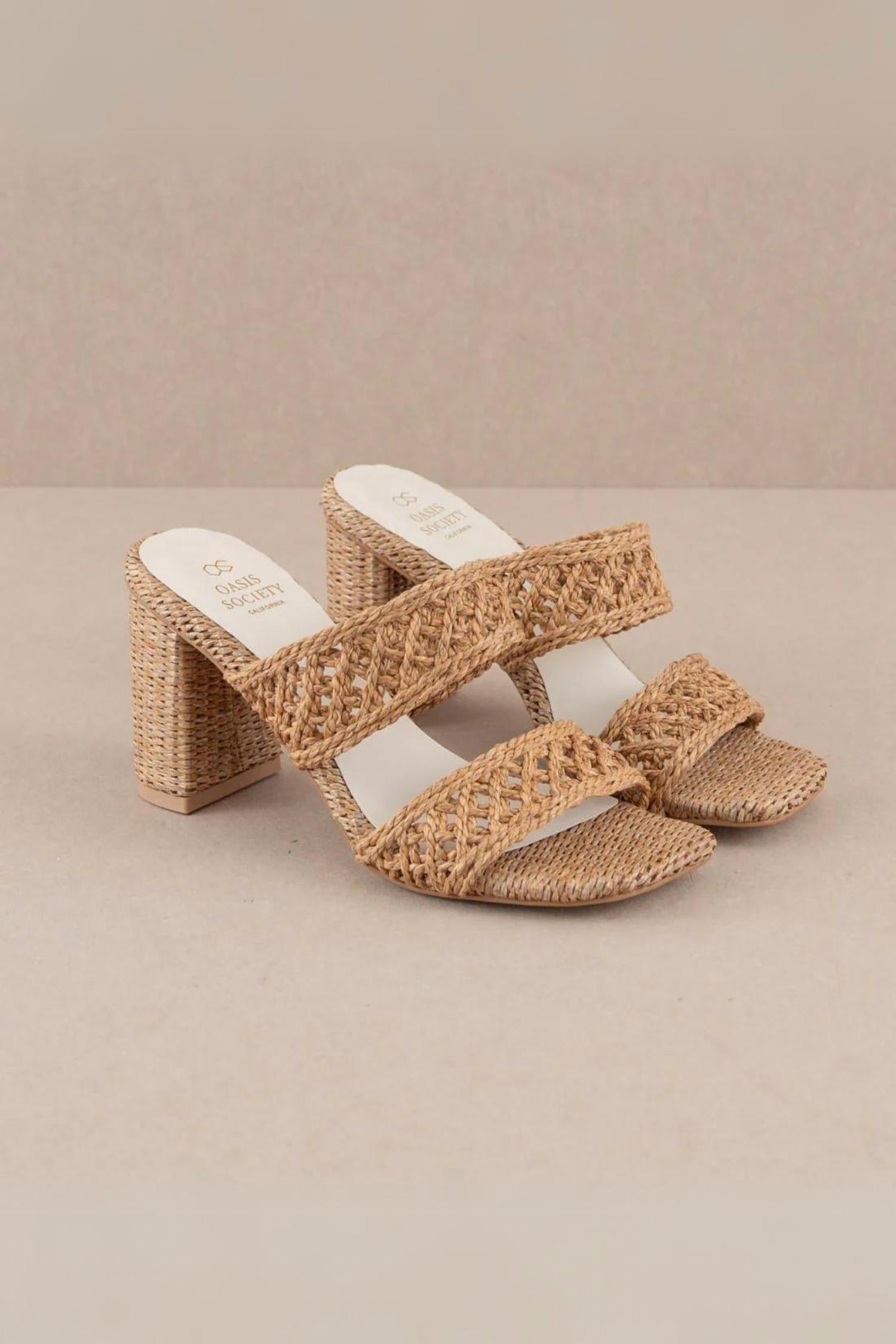 Oasis Society Betty Woven Heels Camel In White