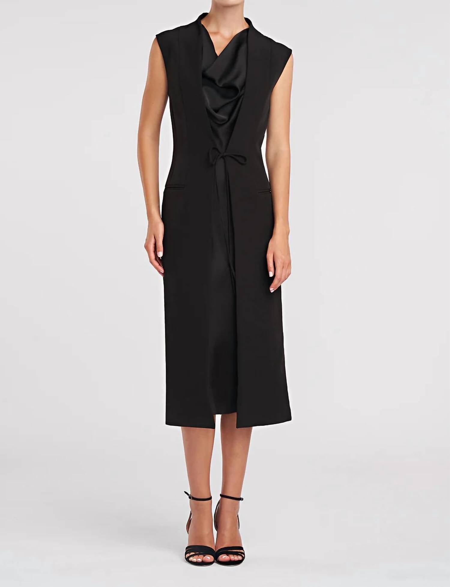 Halston Heritage Jacklyn Crepe And Satin Dress In Black