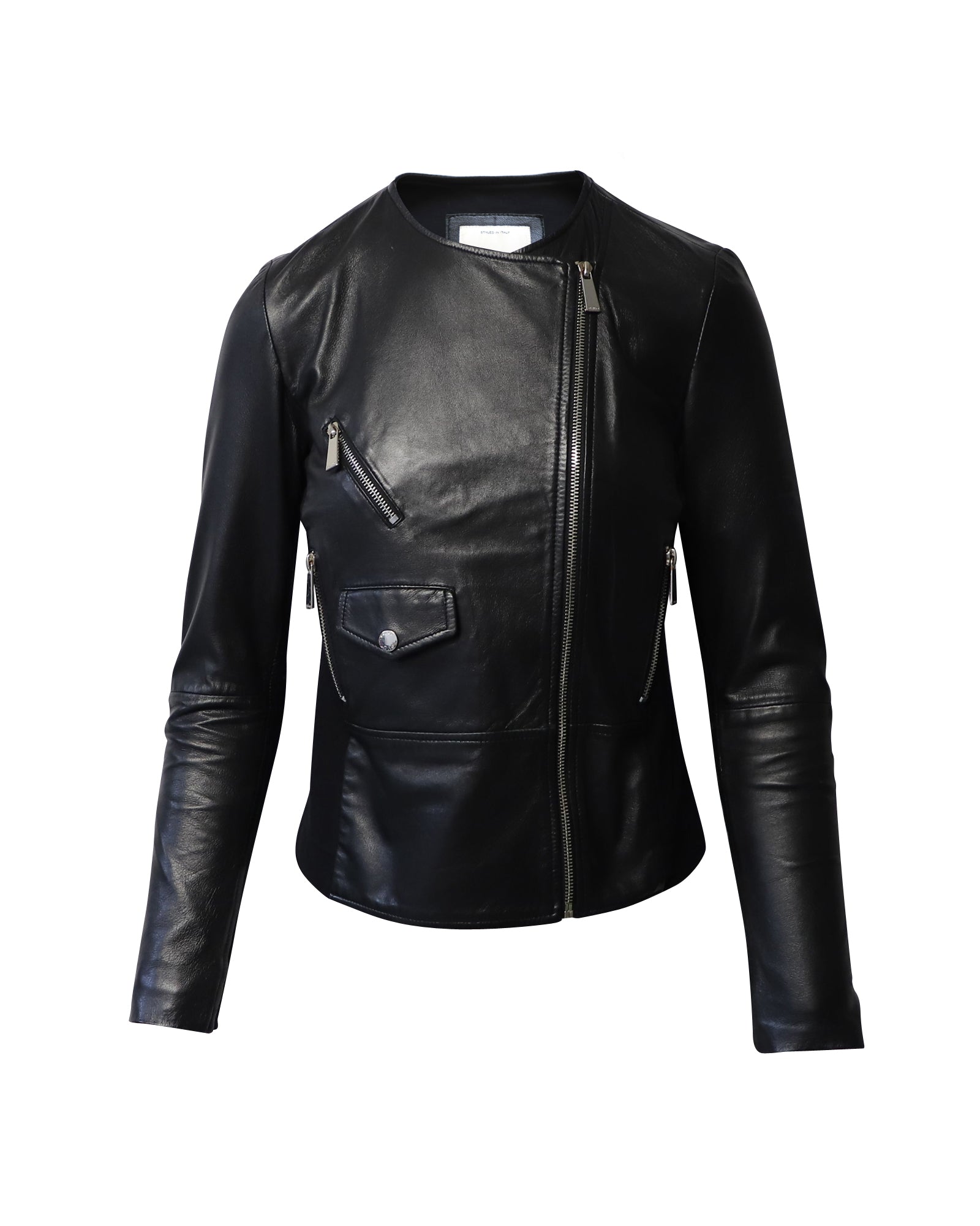 Image of Pinko Biker Jacket in Black Leather