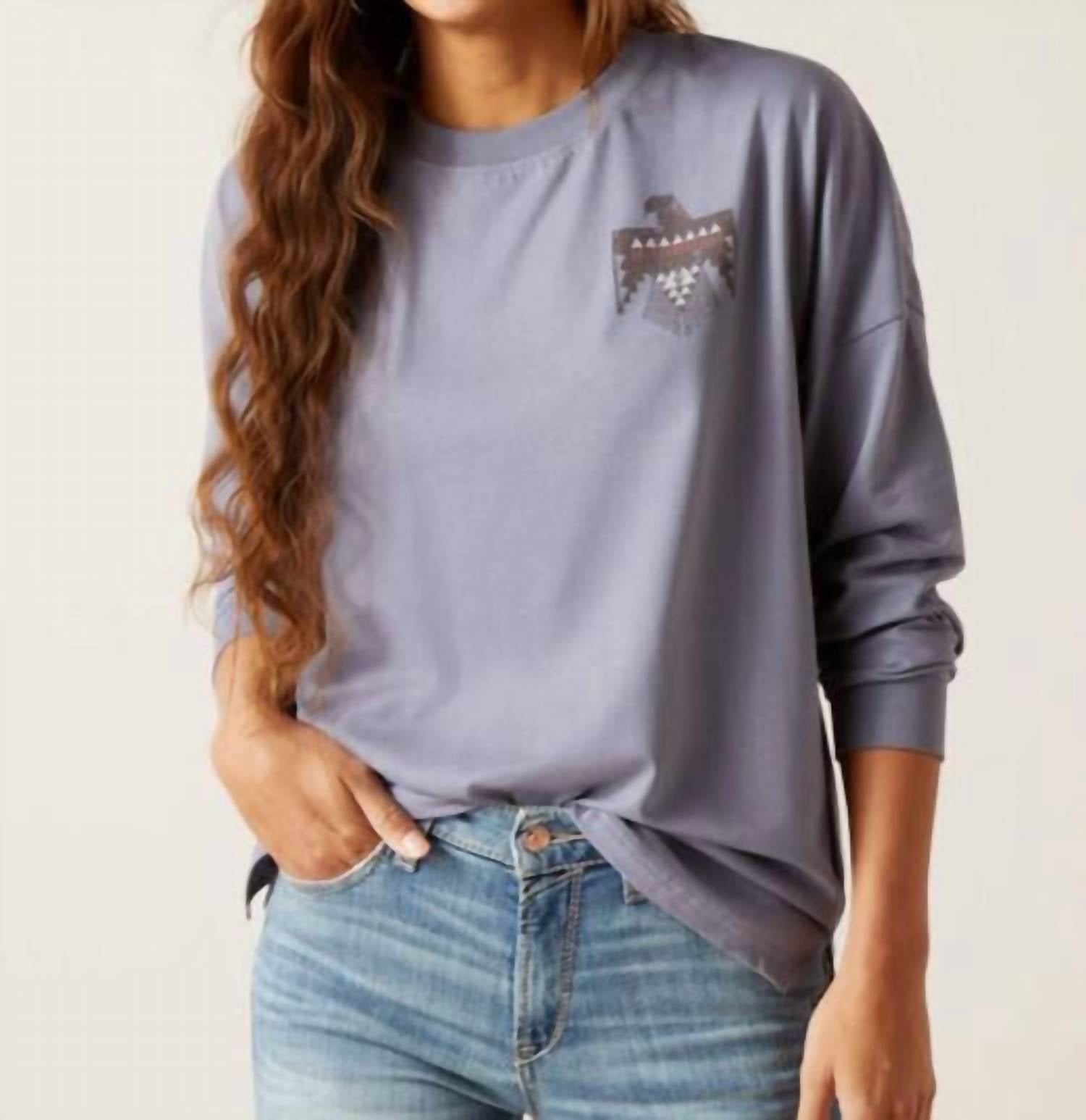 Ariat Thunderbird Long Sleeved Tee In Folkstone Grey In Multi