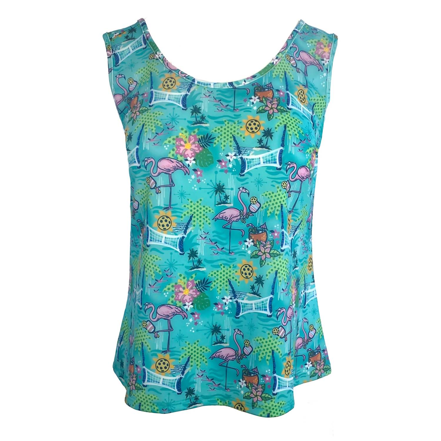 Katherine Way Cambridge Tank Top In Pickleball Paradise Aqua Tides In Blue