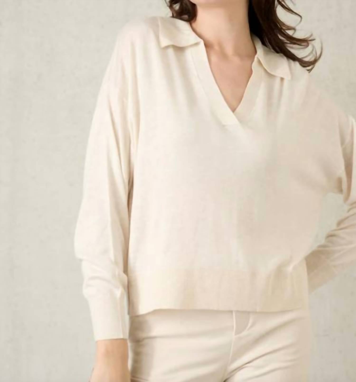 Shop Oscar The Collection Colette Pullover In Pearl In Beige