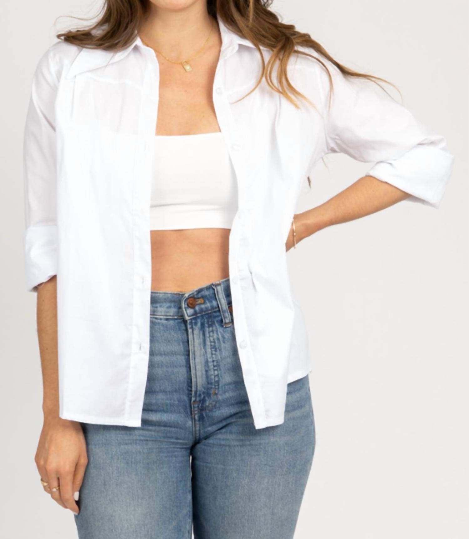 Shop Venti6 Long Sleeve Button Down Shirt In White
