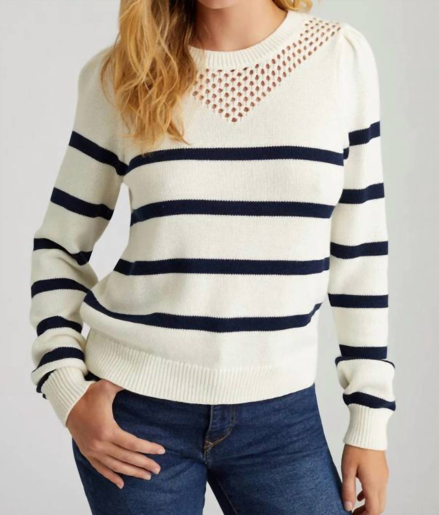 525 America Lucy Stripe Sweater In Chalk Multi In Pattern