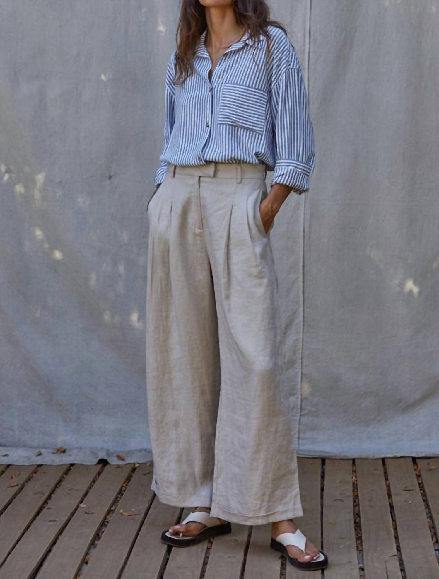 Shop By Together Sand Dune Woven Pants In Linen Beige