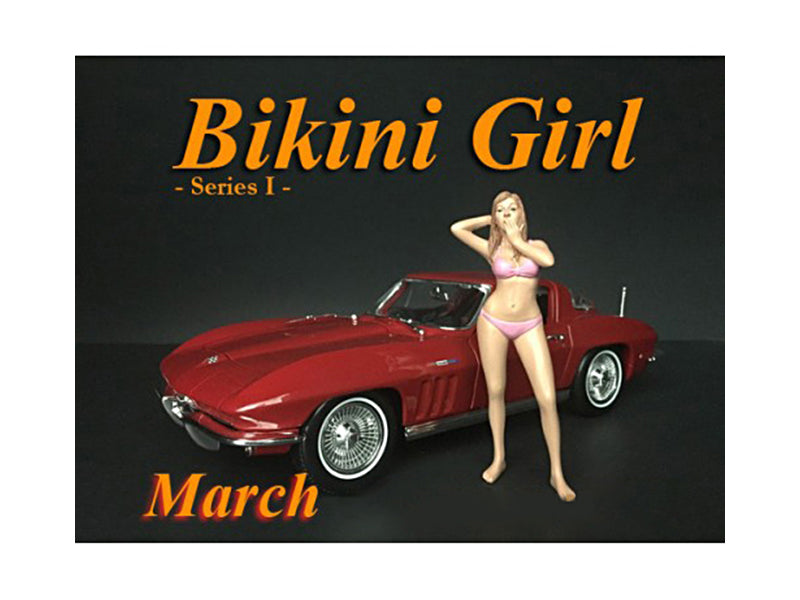 American Diorama March Bikini Calendar Girl Figure For 1/24 Scale Models By  In Burgundy