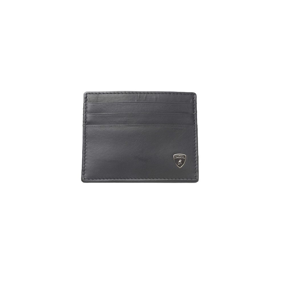 Automobili Lamborghini Elegant Leather Card Men's Holder In Gray