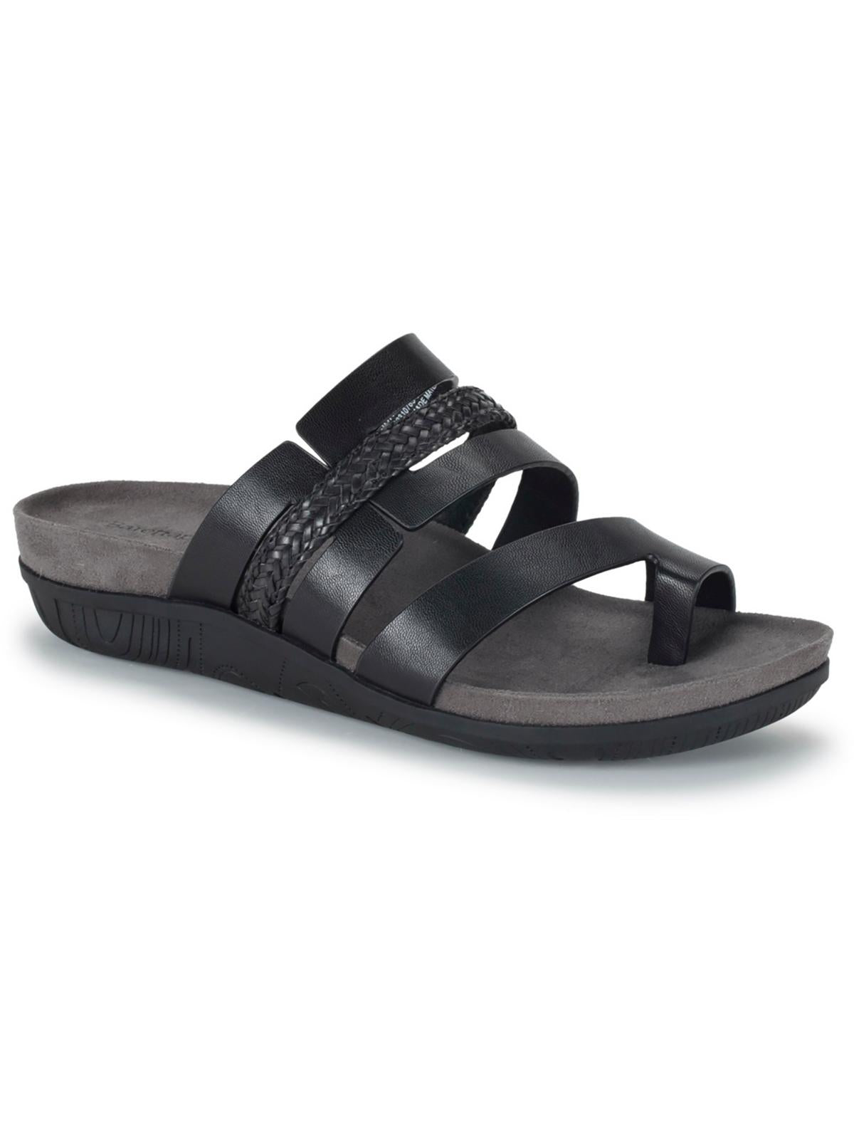 Shop Baretraps Jorry Womens Faux Leather Woven Slide Sandals In Black