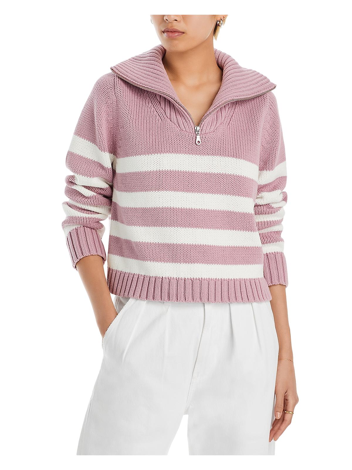 Kule Matey Womens Striped Cable Knit Turtleneck Sweater In Purple