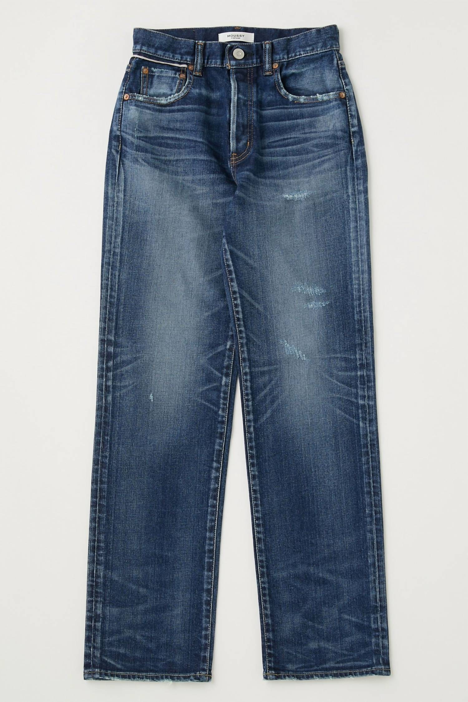 Shop Moussy Vintage Clarence High Waisted Straight Jean In Dark Blue
